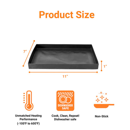 TCI-5257 PTFE Rapid Solid Oven EverBasket™ 7"X 11"X 1" highly effective and safe for commercial/home cooking. Super easy to clean, non-stick, heavy duty and dishwasher safe. Elevates food quality.