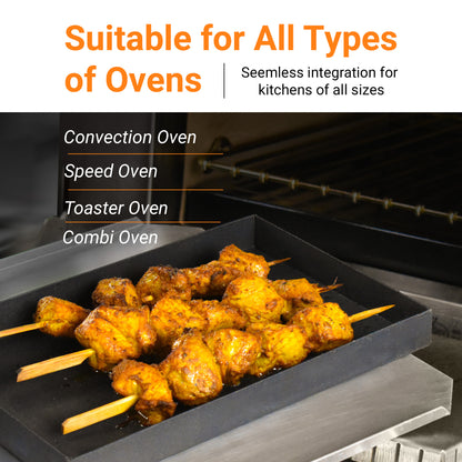 TCI-5257 PTFE Rapid Solid Oven EverBasket® 7"X 11"X 1" highly effective and safe for commercial/home cooking. Super easy to clean, non-stick, heavy duty and dishwasher safe. Elevates food quality.