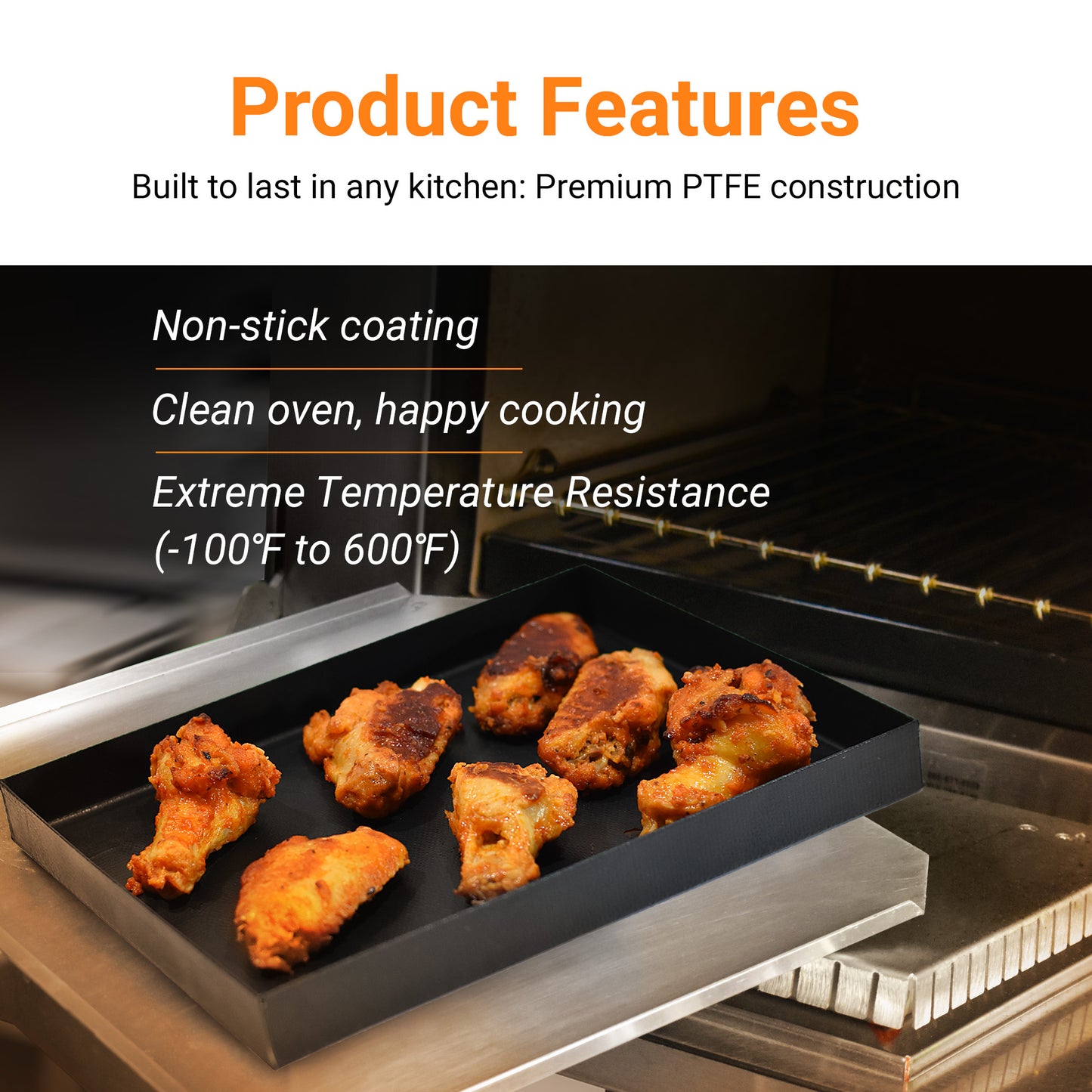 TCI-5257 PTFE Rapid Solid Oven EverBasket® 7"X 11"X 1" highly effective and safe for commercial/home cooking. Super easy to clean, non-stick, heavy duty and dishwasher safe. Elevates food quality.