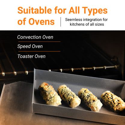 TCI-5449 PTFE Rapid Solid Toaster Oven EverBasket®  5.5"X 7"X 1" highly effective and safe for commercial/home cooking. Super easy to clean, heavy duty and dishwasher safe. Elevates food quality.