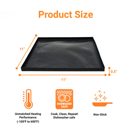 TCI-6028 PTFE Rapid Solid Oven EverBasket® 11"X 11"X 0.5" highly effective and safe for commercial/home cooking. Super easy to clean heavy duty and dishwasher safe. Elevates food quality.