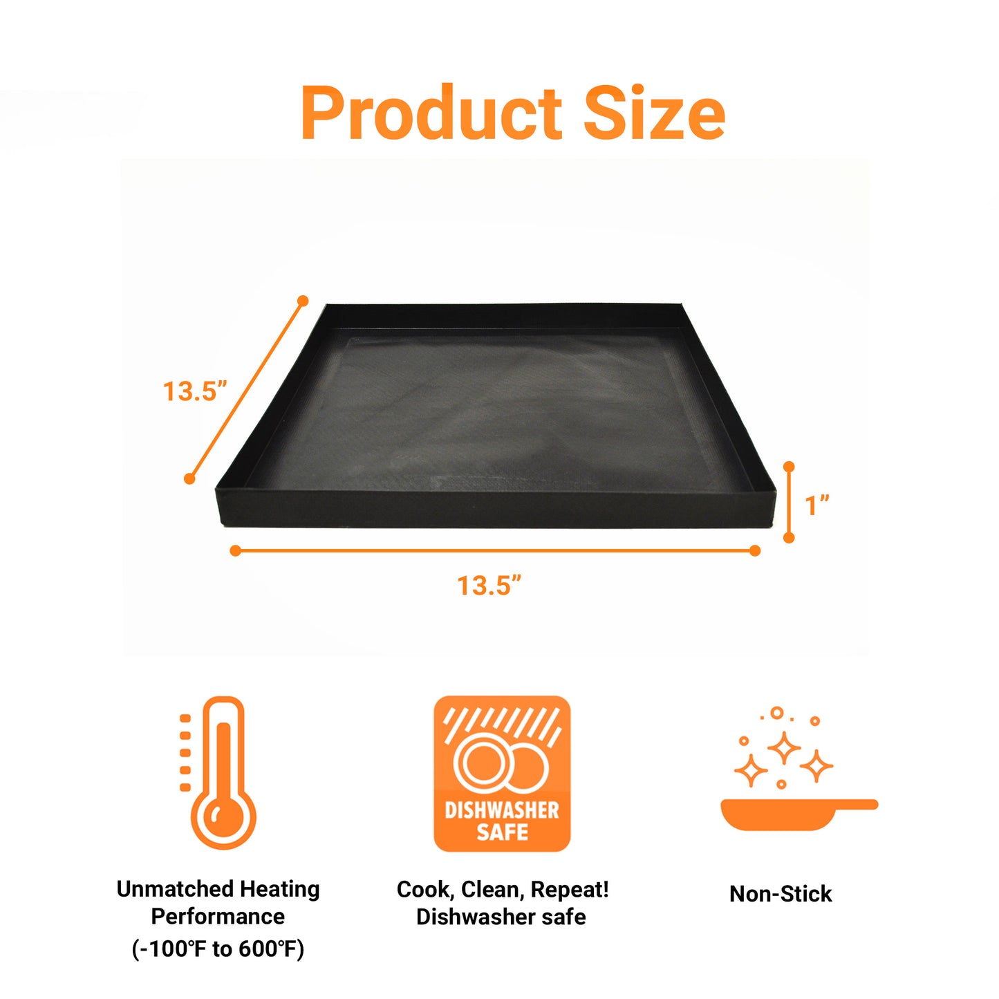 TCI-7994 PTFE Rapid Solid Oven EverBasket® 13.5"X 13.5"X 1" highly effective and safe for commercial/home cooking. Super easy to clean heavy duty and dishwasher safe. Elevates food quality.