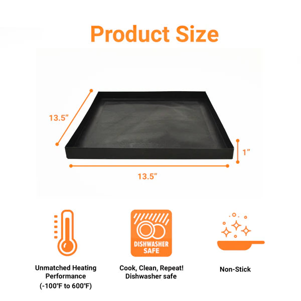 TCI-7994 PTFE Rapid Solid Oven EverBasket™ 13.5"X 13.5"X 1" highly effective and safe for commercial/home cooking. Super easy to clean heavy duty and dishwasher safe. Elevates food quality.