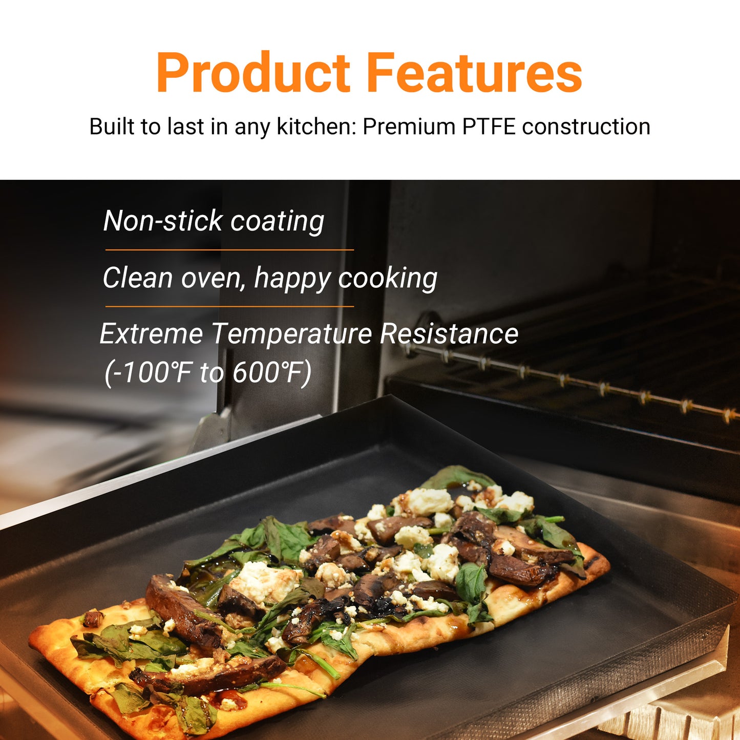 TCI-7994 PTFE Rapid Solid Oven EverBasket® 13.5"X 13.5"X 1" highly effective and safe for commercial/home cooking. Super easy to clean heavy duty and dishwasher safe. Elevates food quality.